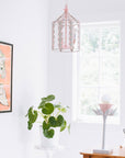 Yola iron hanging lantern for Stray Dog in gray with light pink trim