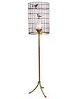 Stray Dog Designs Floor Light with Bird Cage Shade in Gold