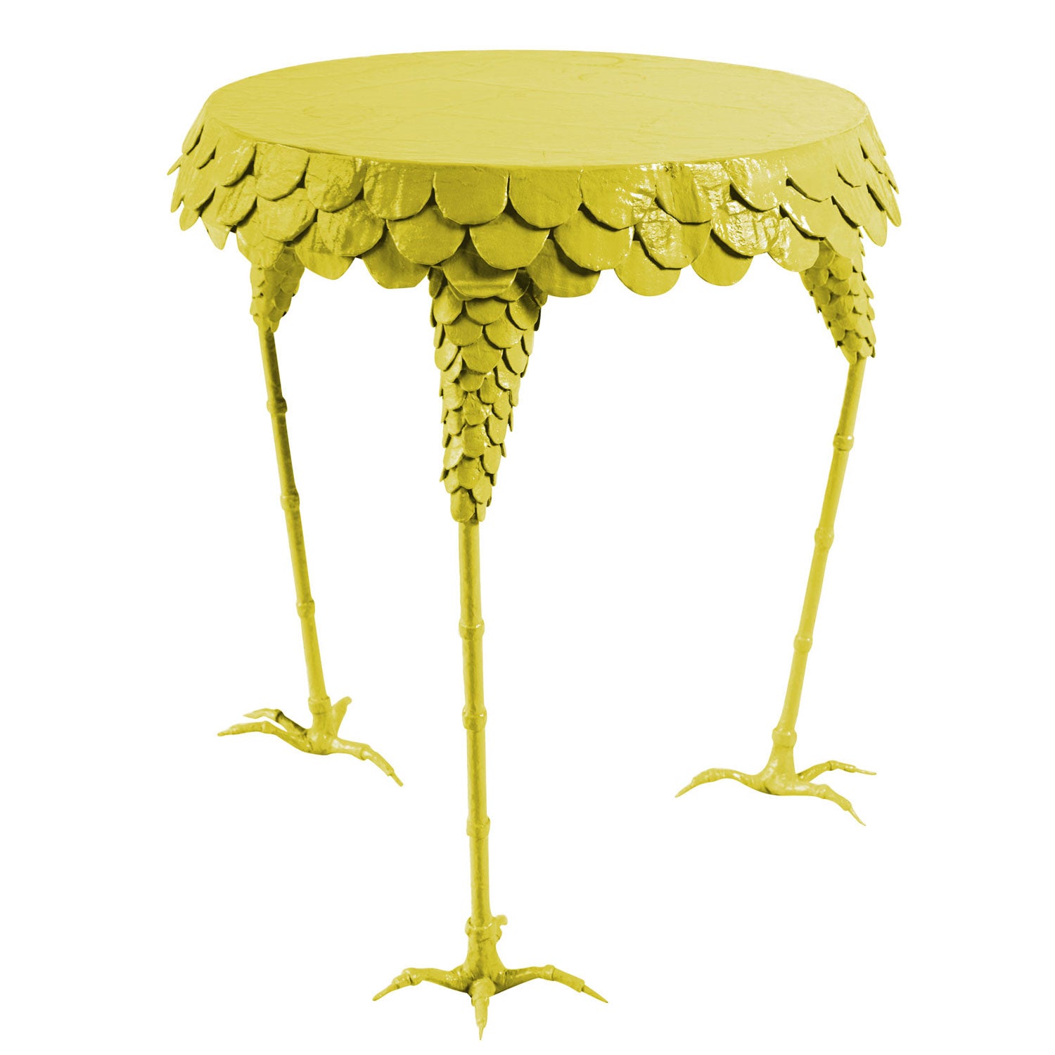 colorful, chartreuse chicken leg side table
