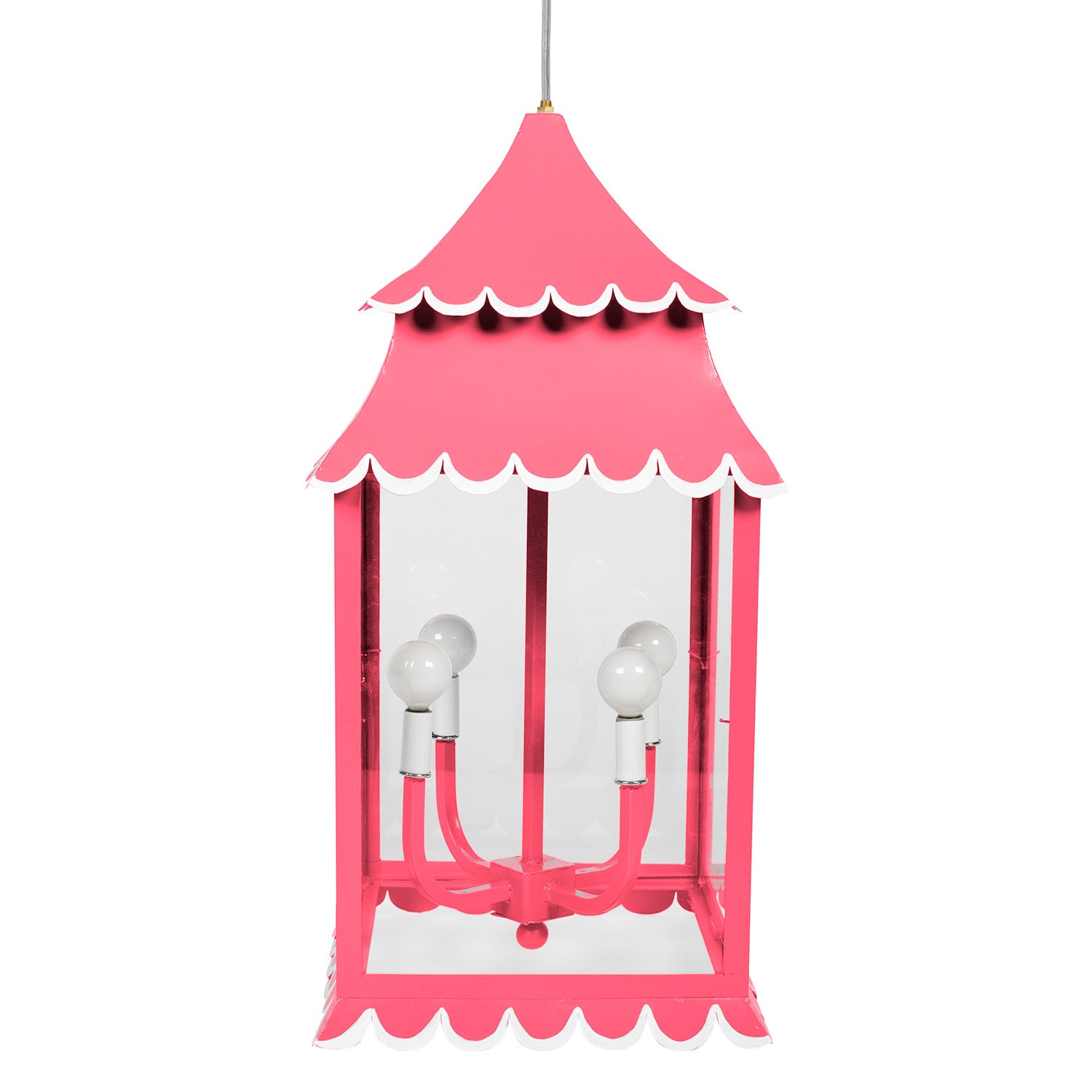Pink Girly lantern with scallops made from iron and glass