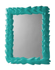 Aqua Papier Mache Tropical Mirror, artisan made in Mexico.