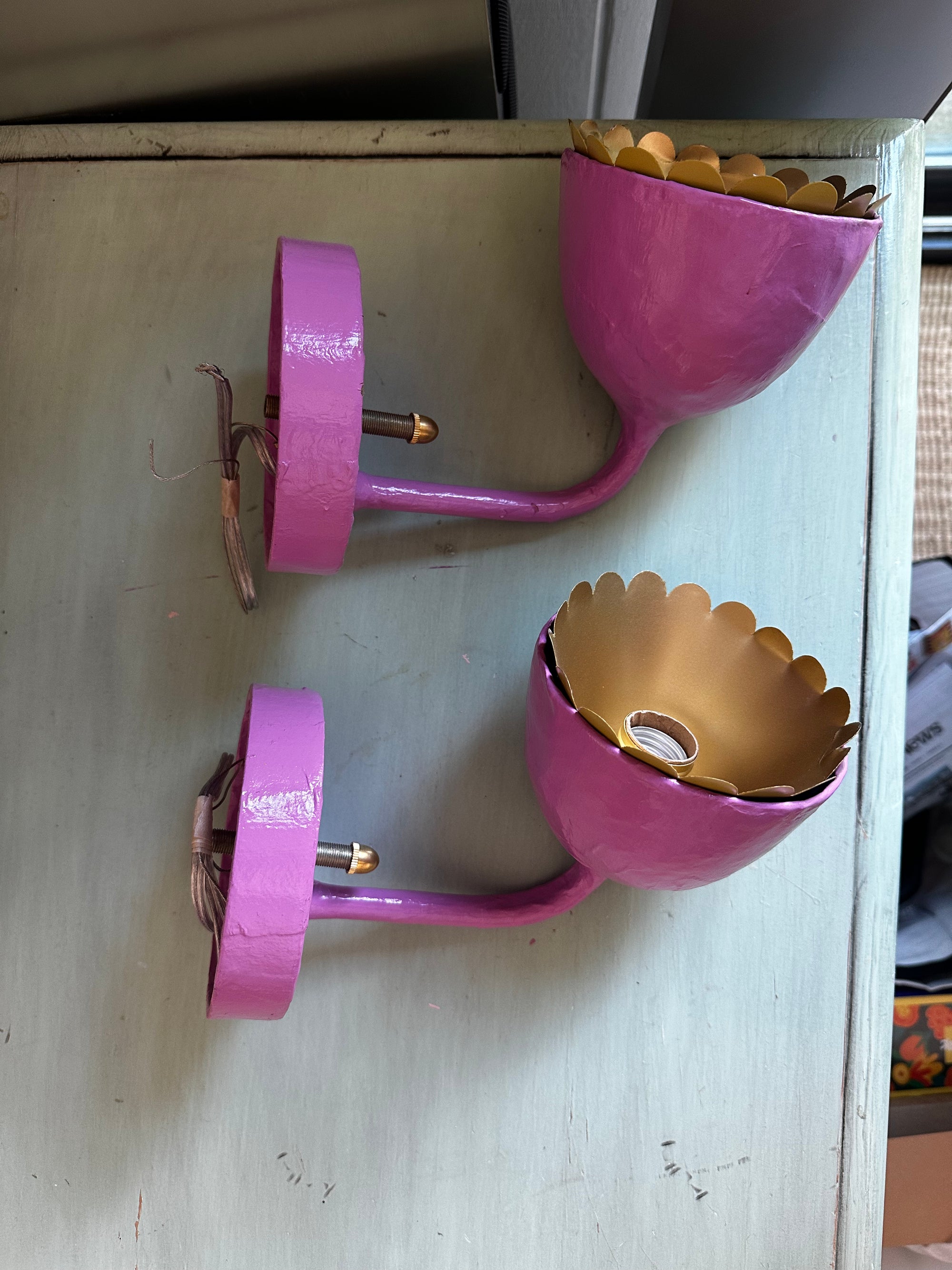 LOCAL PICKUP - Pair of Millie Sconces - Magenta