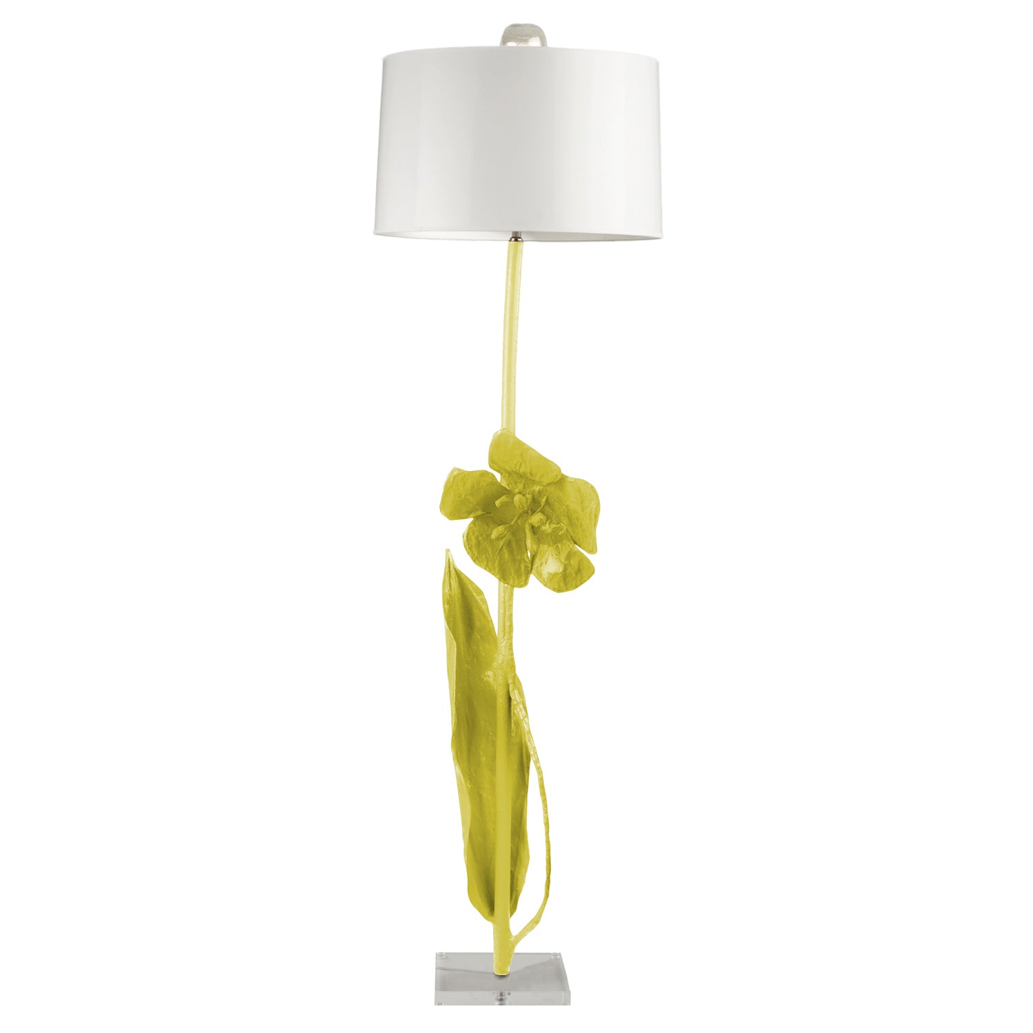 Papier Mache Floor Light with giant flower in yellow