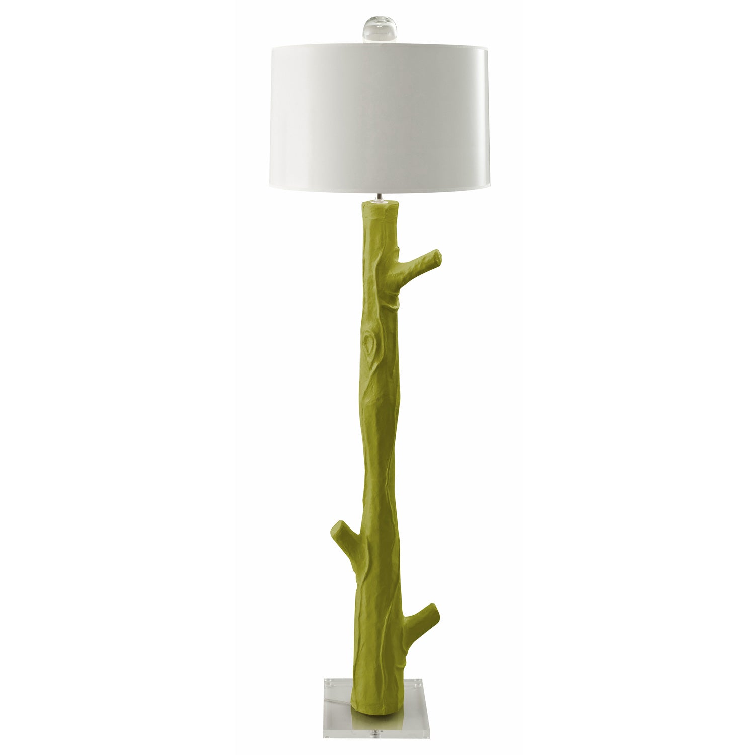 Forest Green Faux Bois Floor Light Handmade of Papier Mache