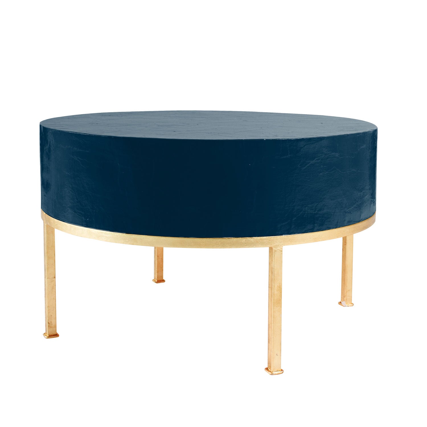 Ty Coffee Table in navy with gold leafed legs