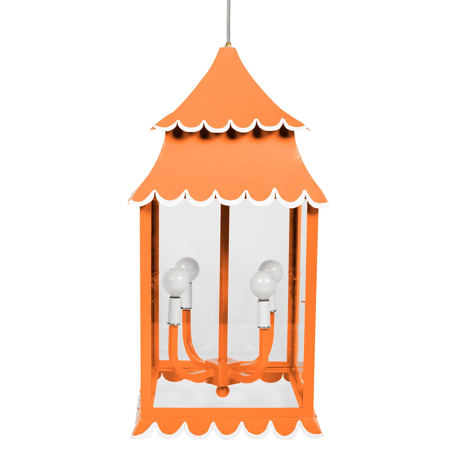 Orange Girly Lantern, scallop edges, hand made of iron