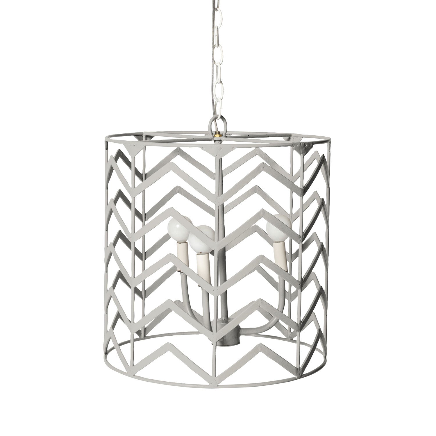 gray iron Jonathon Chandelier with chevron pattern